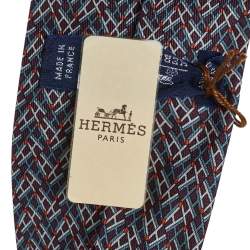 Pre Owned Hermès Prune H Allumettes Silk Narrow Tie