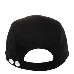 Hermés Black H Odyssey Embroidered Cotton Nevada Cap Size 60