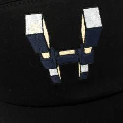 Hermés Black H Odyssey Embroidered Cotton Nevada Cap Size 60