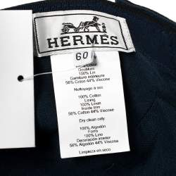 Hermés Black H Odyssey Embroidered Cotton Nevada Cap Size 60