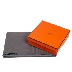 Pre Owned Hermès Blue & Grey Cashmere Silk Aller-Retour Muffler