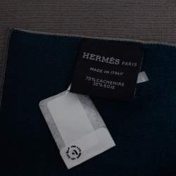 Pre Owned Hermès Blue & Grey Cashmere Silk Aller-Retour Muffler