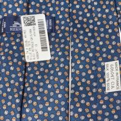 مملوكة مسبقًا ربطة عنق هيرمس حرير بيل اون تات أزرق