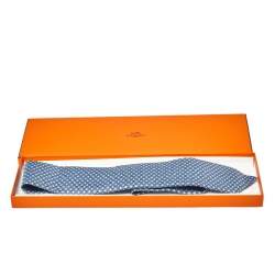 Pre Owned Hermes Azure Blue Marine Fonce Silk Tie