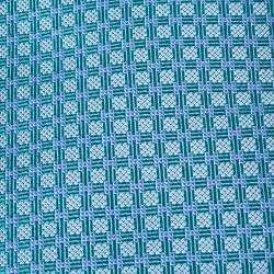 Pre Owned ربطة عنق هيرمس جاكار حرير نمط هندسي أزرق توركواز فيروزي