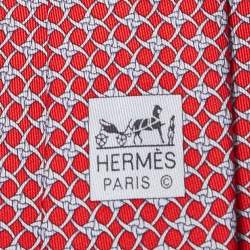 Pre Owned Hermes Red Touline Silk Tie 