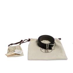 Pre Owned Hermes Noir/Etain Box and Togo Leather Nathan Reversible Belt 100 CM