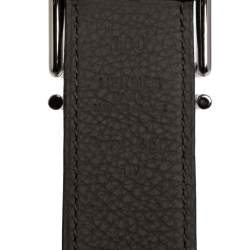 Pre Owned Hermes Noir/Etain Box and Togo Leather Nathan Reversible Belt 100 CM