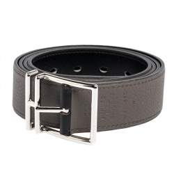 Pre Owned Hermes Noir/Etain Box and Togo Leather Nathan Reversible Belt 100 CM