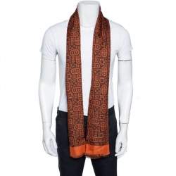 Pre Owned Hermes Orange Tinos Cashmere & Silk Muffler
