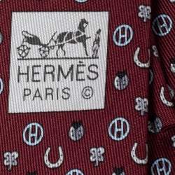 Pre Owned Hermès Bordeaux Tie 7 Job Interview Silk Tie