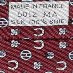 Pre Owned Hermès Bordeaux Tie 7 Job Interview Silk Tie
