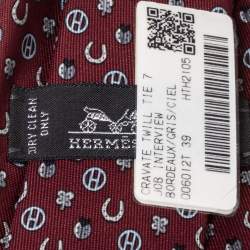Pre Owned Hermès Bordeaux Tie 7 Job Interview Silk Tie