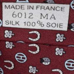 Pre Owned Hermès Bordeaux Tie 7 Job Interview Silk Tie