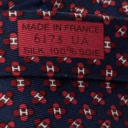 Pre Owned Hermès Marine Blue 7 Drone H Silk Tie