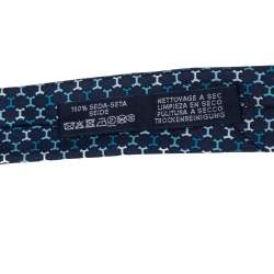 Pre Owned Hermès Marine Blue 7 H Street Silk Tie