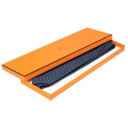 Pre Owned Hermès Marine Blue 7 H Street Silk Tie