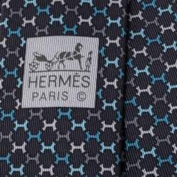 Hermès Anthracite Grey 7 H Street Silk Tie