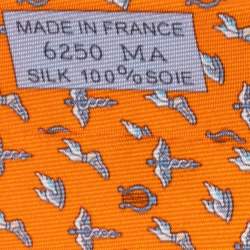 Pre Owned Hermès Orange 7 H Flying Hermes Silk Tie