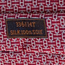 Hermès Red 7 Overboard Jacquard Silk Tie