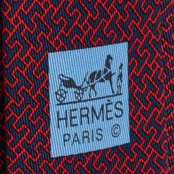 Hermès Marine Blue & Red 7 Amazing Silk Tie