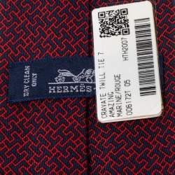Hermès Marine Blue & Red 7 Amazing Silk Tie