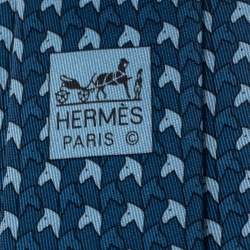 Hermès Blue 7 Poulain Silk Twill Tie