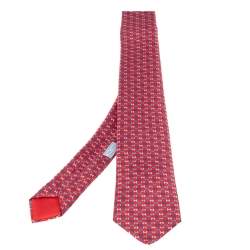 Hermès Rouge 7 H Street Silk Tie