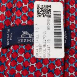 Hermès Rouge 7 H Street Silk Tie