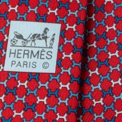 Hermès Rouge 7 H Street Silk Tie