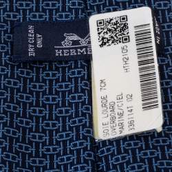 Pre Owned Hermès Marine Blue 7 Overboard Jacquard Silk Tie