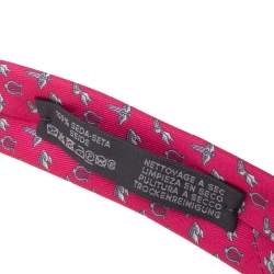 Hermes Pink 7 Flying Hermes Silk Twill Tie 