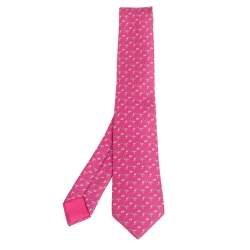 Hermes Pink 7 Flying Hermes Silk Twill Tie 