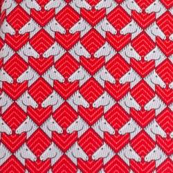 Pre Owned Hermes Rouge 7 Tete Au Carre Silk Twill Tie