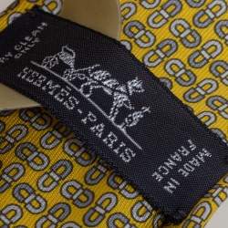 Pre Owned Hermes Jaune 7 Infini Silk Twill Tie