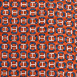Pre Owned Hermes Orange 7 H Maillon Silk Twill Tie 