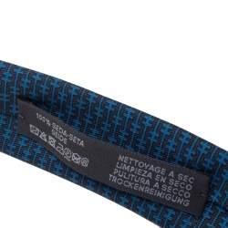 Hermes Bleu 7 H Linge Silk Twill Tie 