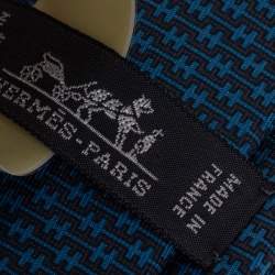 Hermes Bleu 7 H Linge Silk Twill Tie 