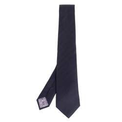 Hermes Ardoise 7 Chevron Recto Verso Silk Tie 