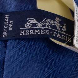 Hermes Blue Jean 7 Shinny Silk Tie 