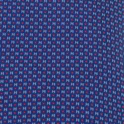 Pre Owned ربطة عنق هيرمس 7 ميغا شاريوت زرقاء