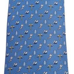 Pre Owned Hermès Blue 7 H Flying Hermes Silk Tie