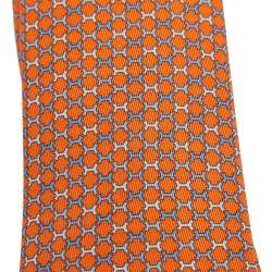 Pre Owned Hermès Orange 7 H Street Silk Tie