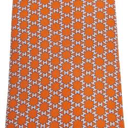 Pre Owned Hermès Orange 7 Sunny H Silk Tie