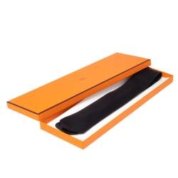 Pre Owned Hermes Black 7 Shinny Silk Tie