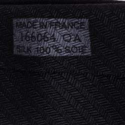 Pre Owned Hermes Black 7 Shinny Silk Tie