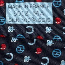 مملوكة مسبقًا Hermes Navy Blue 7 Job Interview Silk Twill Tie