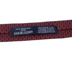 Pre Owned Hermes Rouge 7 H Linge Silk Twill Tie 