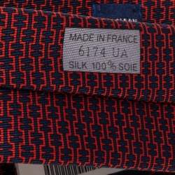 Pre Owned Hermes Rouge 7 H Linge Silk Twill Tie 