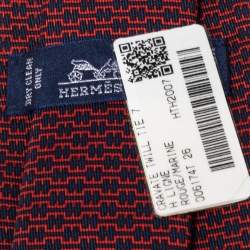 Pre Owned Hermes Rouge 7 H Linge Silk Twill Tie 